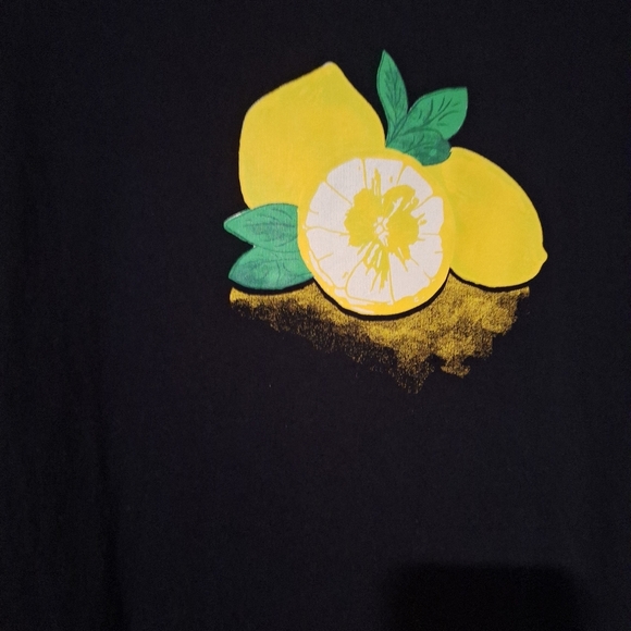 Womens Long Sleeve Crown & Ivy Navy Blue Top with Lemon 3X - Picture 3 of 4